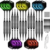 CyeeLife 15pcs Dardos Punta de Plastico 18 Gramos-100 Puntas+15 Ejes de Aluminio+20 Plumas con+Herramienta Dardos